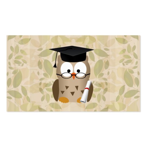 Cute Wise Owl Graduate Business Card Template (back side)