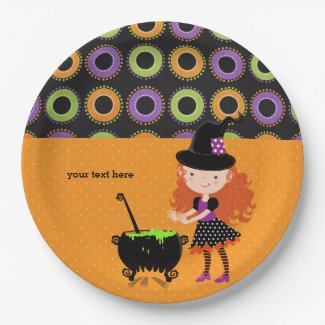 Cute witch 9 inch paper plate
