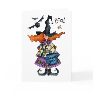 Cute Witch Halloween Party Invitation card