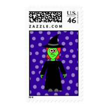 Cute Witch Halloween Postage Stamp