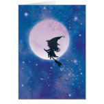 Cute Witch on the Moon card