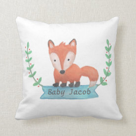 Cute Woodland Animal Fox Baby Nursery Room Decor Pillow
