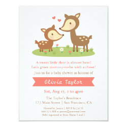 Cute Woodland Deer Baby Shower Invitations
