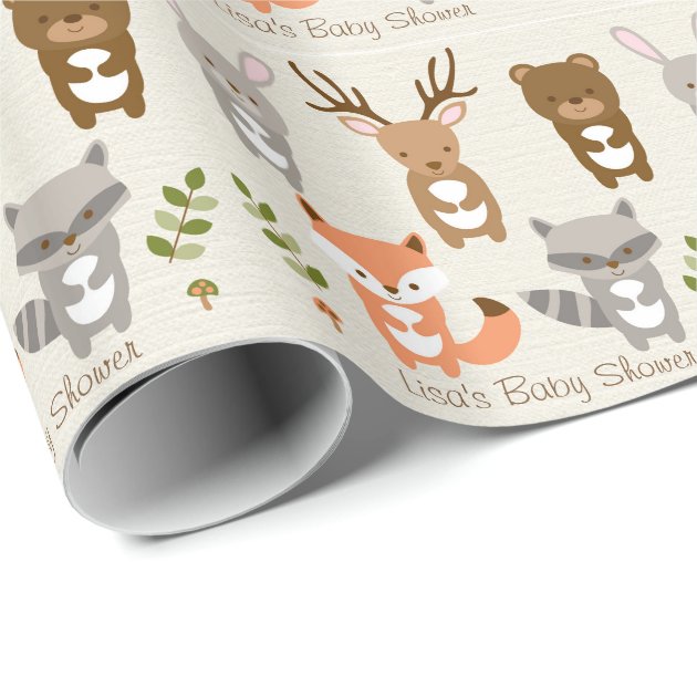 Cute Woodland Forest Animal Wrapping Paper 3/4