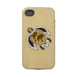 Cute World Map Turtle On iPhone 4/4S Tough Tough Iphone 4 Covers