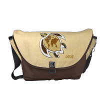 Cute World Map Turtle On Rickshaw Messenger Bag