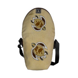 Cute World Map Turtle On Rickshaw Mini Messenger Messenger Bags