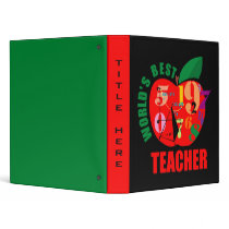 Cute World's Best Teacher 3 Ring Binder