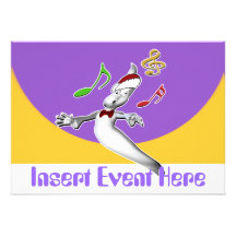 Cute Xmas cartoon kids caroler music notes Personalized Invite
