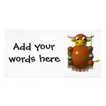 Cute yak with yo-yos photo greeting card