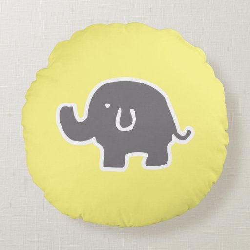 Cute Yellow And Gray Elephant Kids Throw Pillow Round Pillow Zazzle