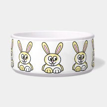 Cute Yellow and White Bunny Rabbit Dog Water Bowl