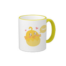 Cute Yellow Baby Chick in Egg Shell Mugs