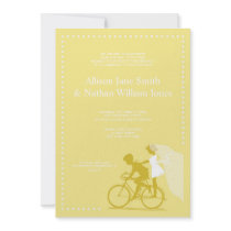 CUTE Yellow Bicycle Couple Wedding Invitation