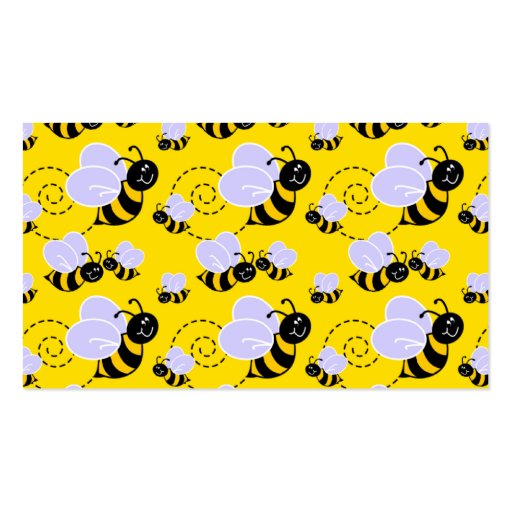 Cute Yellow & Black Bee Business Cards (back side)