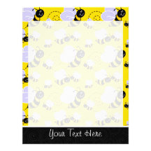 Cute Yellow & Black Bee Customized Letterhead