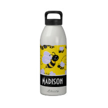 Cute Yellow & Black Bee Water Bottles