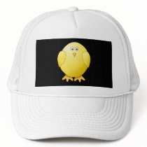 Cute Yellow Chick. Little Bird on Black. Trucker Hats
