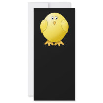 Cute Yellow Chick. Little Bird on Black. Customized Rack Card