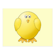 Cute Yellow Chick. Little Bird. Postcards