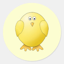 Cute Yellow Chick. Little Bird. Round Sticker