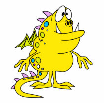 cute yellow dragon monster creature acrylic cut out