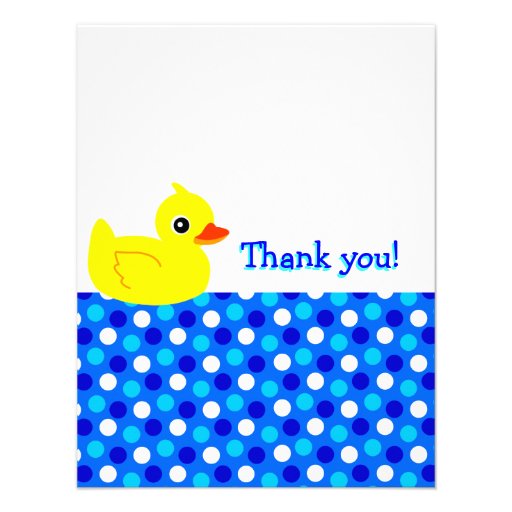 Cute Yellow  Ducky Blue Flat Thank You Note Cards Personalized Invitation