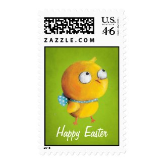 Cute Yellow Easter Chicken - custom txt - stamp