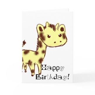 Cute Yellow Giraffe Birthday Card card