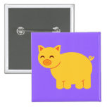 Cute Yellow Piggy Pinback Button
