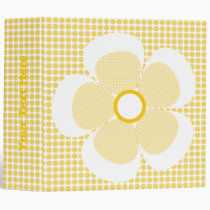 Cute Yellow Plaid Flower On Polka Dot Binders.