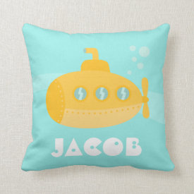 Cute Yellow Submarine, Underwater, For Toddlers Throw Pillows