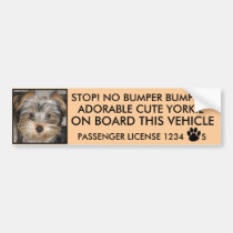 CUTE YORKIE BUMPER STICKER  (NO BUMPER BUMPING) bumper stickers