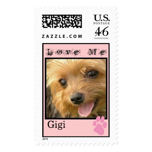 CUTE YORKIES (GIGI) LOVE ME (CUSTOMIZABLE NAME) stamp