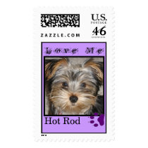 CUTE YORKIES ( MY NAME IS HOT ROD) LOVE STAMP