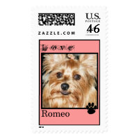 CUTE YORKIES ( MY NAME IS ROMEO) LOVE STAMP stamp