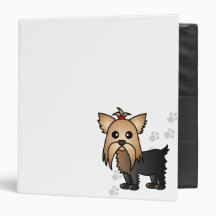 Cute Yorkshire Terrier Cartoon Dog  - White Binder
