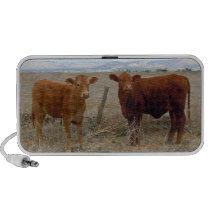 Cute Young Couple - Red Cows and Heifer Horns Laptop Speakers