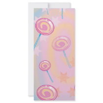 cute yummy lollipops and stars background rack card design