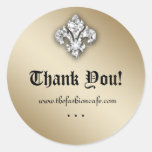 Cute Zebra Fleur de lis Glitter Gold Round Round Sticker