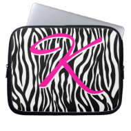 Cute Zebra laptop sleeve Monogram Black White k fuji_electronicsbag