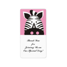 cute zebra on pink custom address label