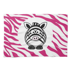 Cute Zebra on Pink Zebra Animal Print Zoo Gifts Kitchen Towel