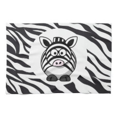 Cute Zebra on Zebra Print Zoo Animals Patterns Towel