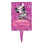 Cute Zebra & Pink Animal Print Cake Topper