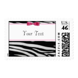 CUTE ZEBRA PINK BOW, Your Text Postage