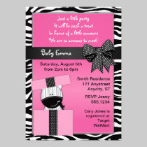 Cute Zebra Present Baby Shower Invitation invitations