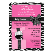 Cute Zebra Present Baby Shower Invitation