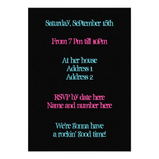 Cute zebra print punk pink, black, blue, sweet 16 custom invitation