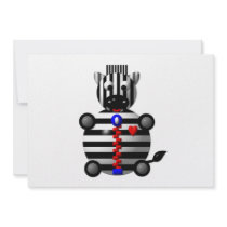 Cute zebra with a zipper invitations